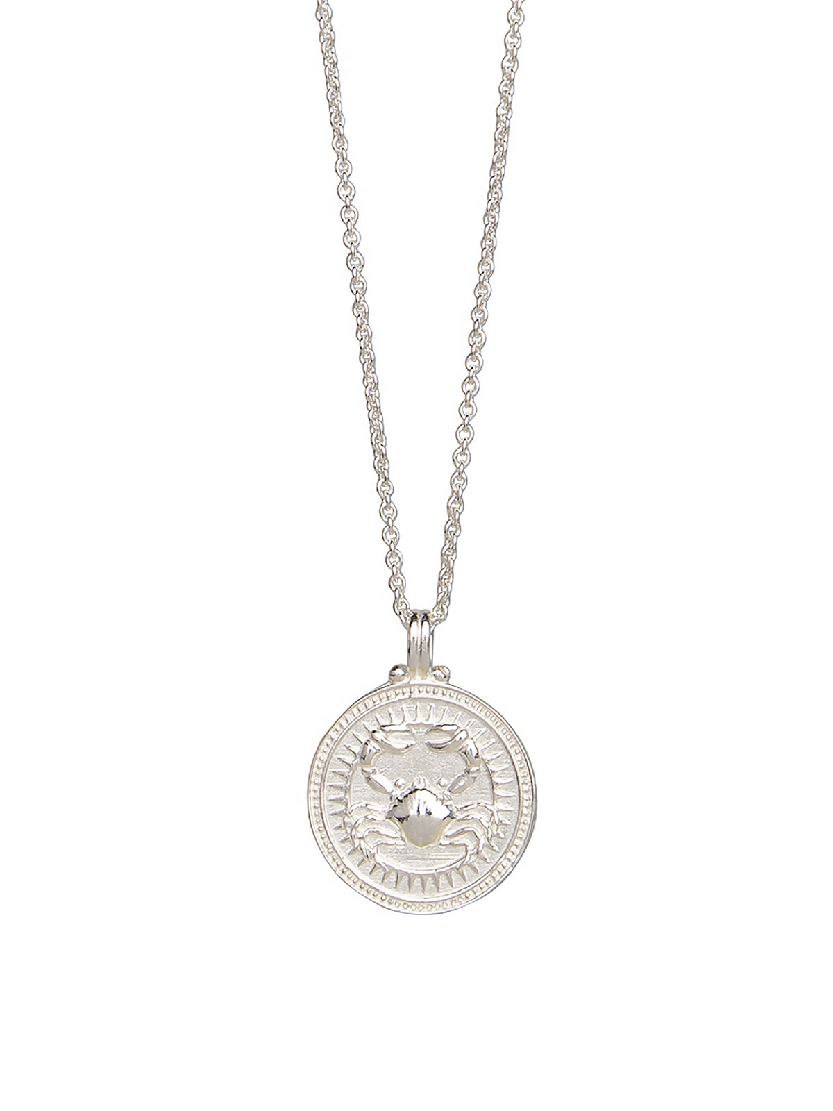 Cancer Zodiac Horoscope Necklace. Gender Neutral. Sterling Silver