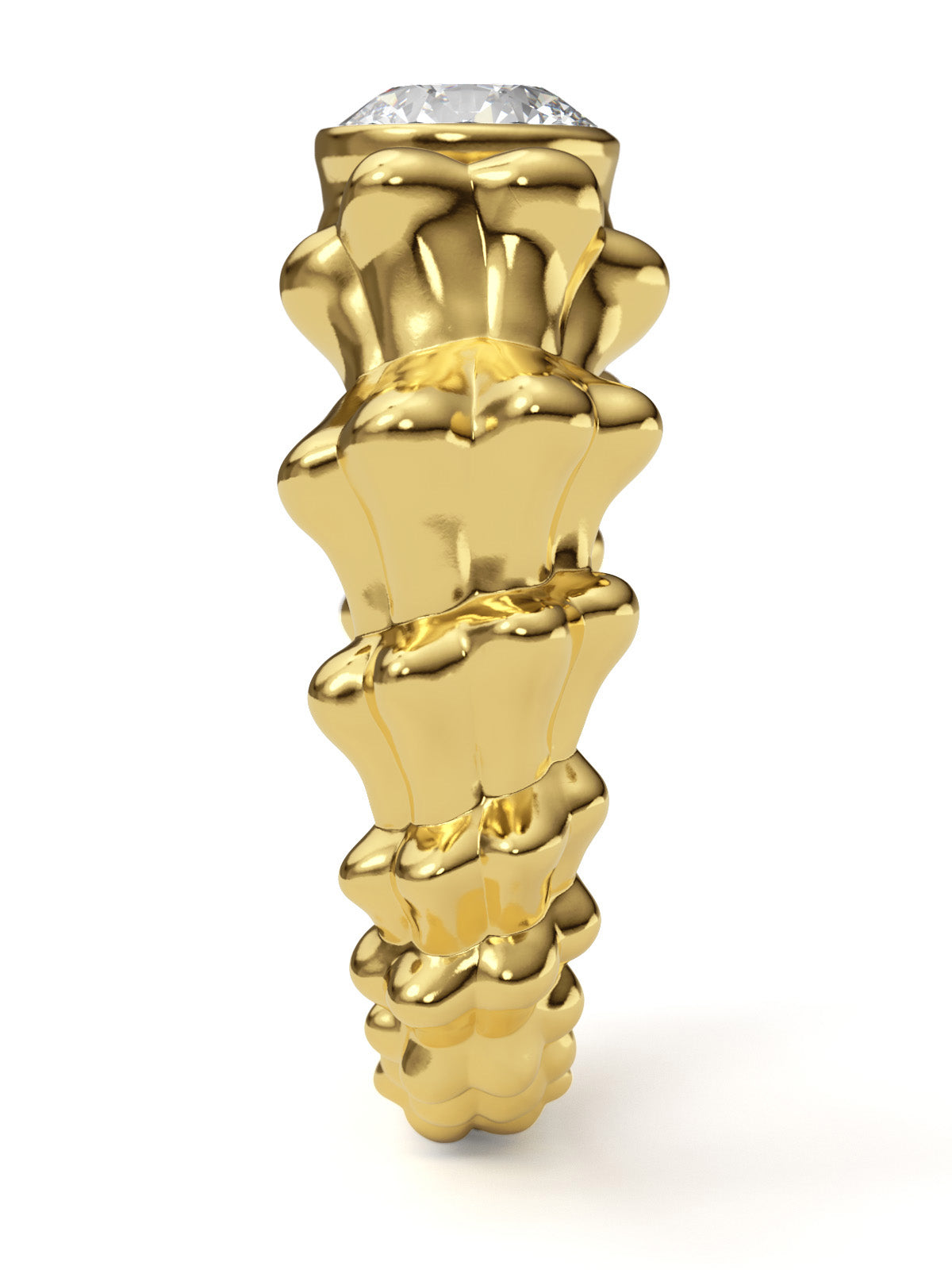 AMOR Ring in 18k yellow gold by Pola Jewellery—sculptural pinky ring with lab-grown diamond, symbolizing powerful love.