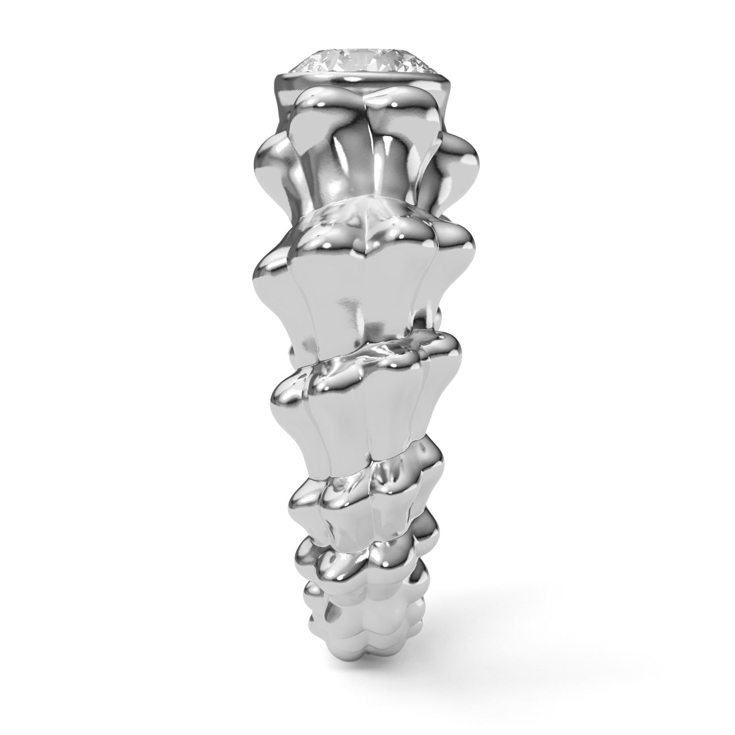 AMOR Ring in 18k white gold by Pola Jewellery—sculptural pinky ring with lab-grown diamond, inspired by Venus and love.