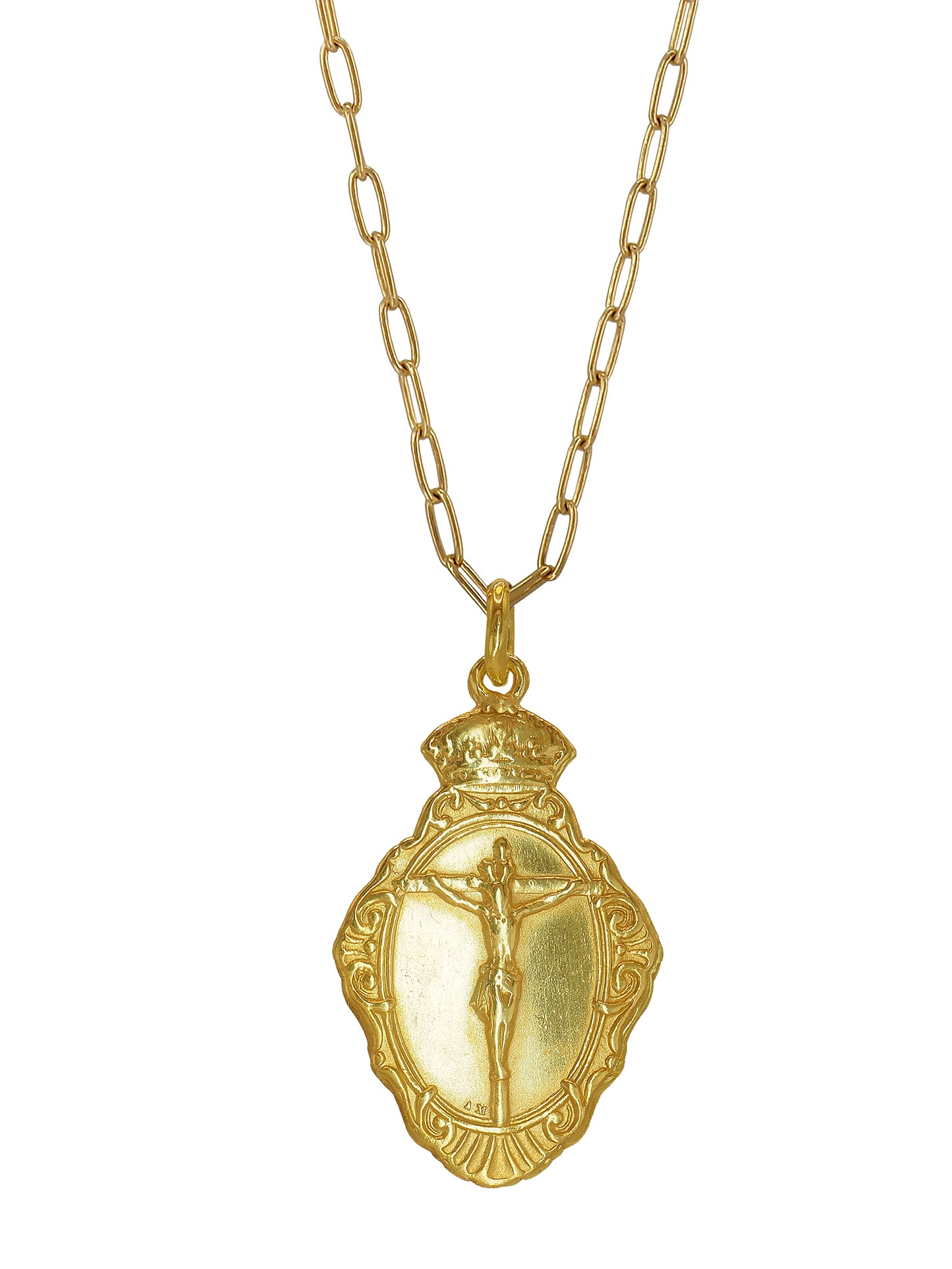 Vintage Macarena necklace in gold vermeil with reversible pendant, a bold talisman of protection, motherhood, and divine feminine energy.