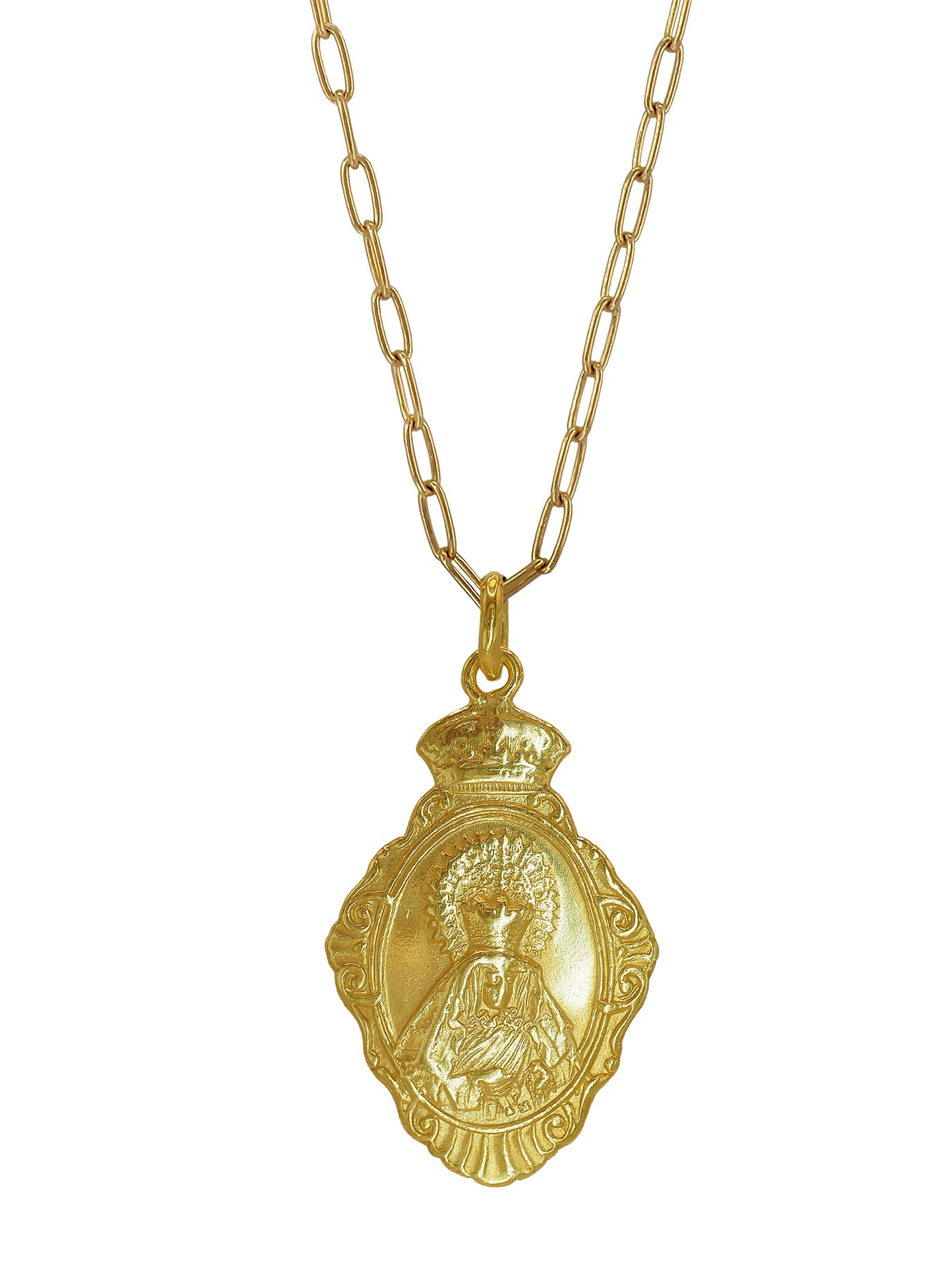 Vintage Macarena necklace in gold vermeil with reversible pendant, a bold talisman of protection, motherhood, and divine feminine energy.