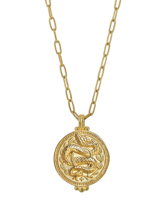 O Positive Blood Type Necklace in gold vermeil – sacred snake pendant symbolizing rebirth, power, and fearless self-expression