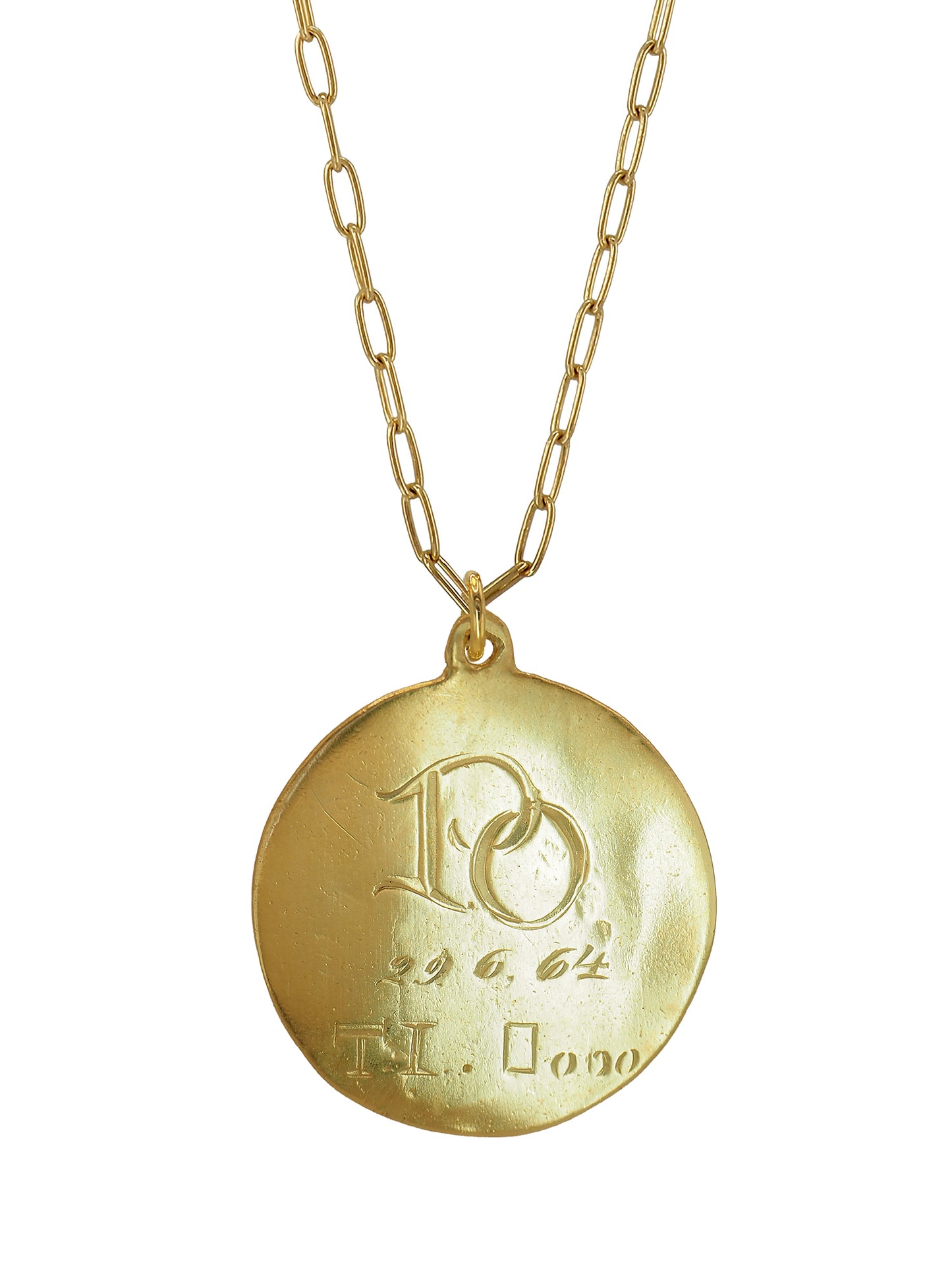 Vintage St. Christopher necklace in gold vermeil, a talisman for travelers & surfers. One-of-a-kind statement piece. Gender neutral.