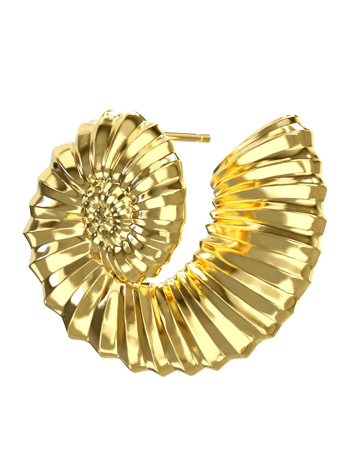 The Power of Love Earrings in gold vermeil by Pola Jewellery—nautilus-inspired shells symbolizing love, balance, and refined strength.