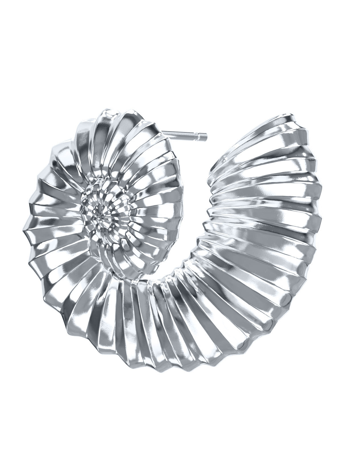 The Power of Love Earrings in sterling silver by Pola Jewellery—nautilus shell design symbolizing harmony, love, and sculptural elegance.