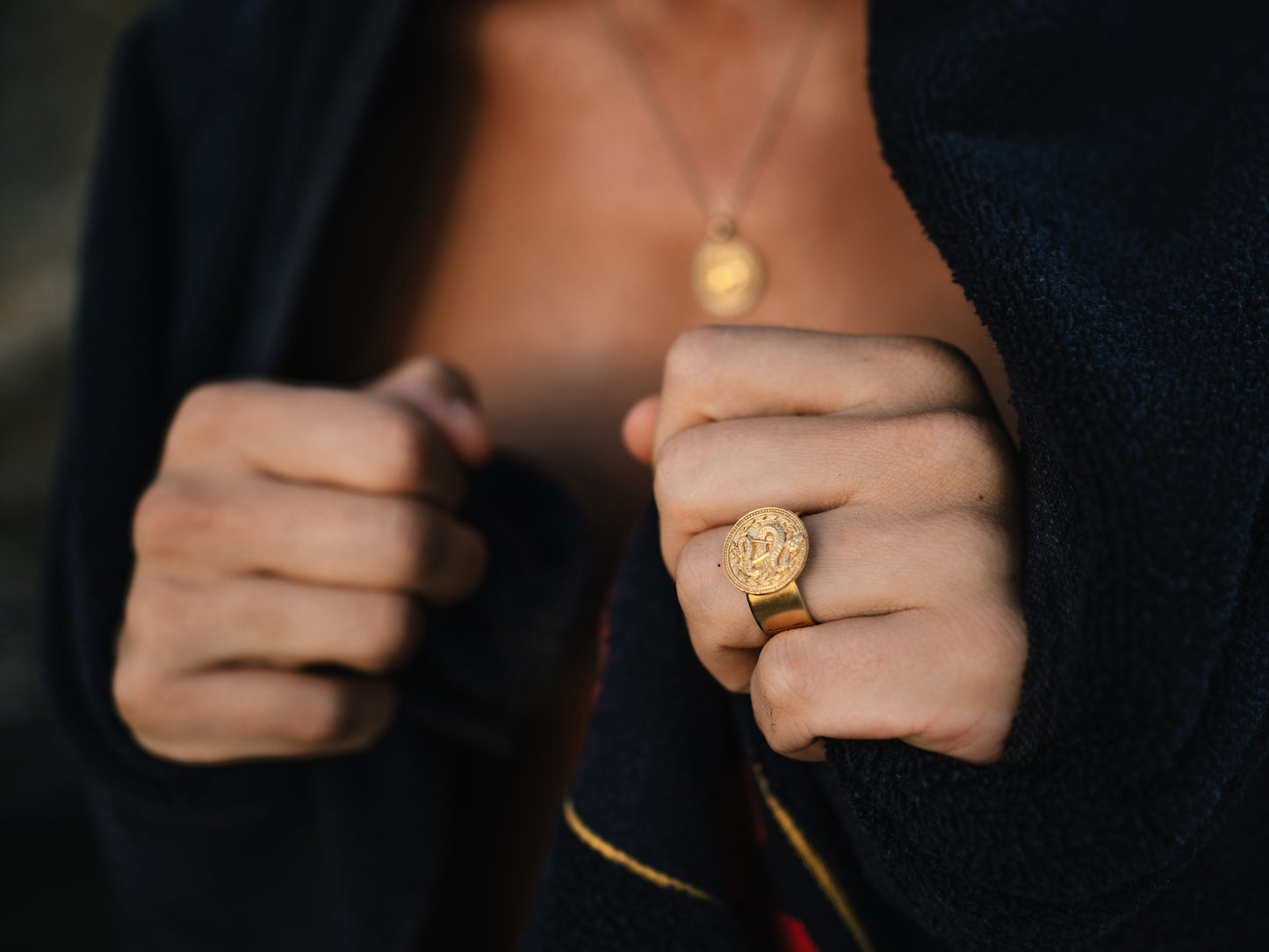 Blood type A Positive Ring. Gold plated Sterling Silver. Gender Neutral