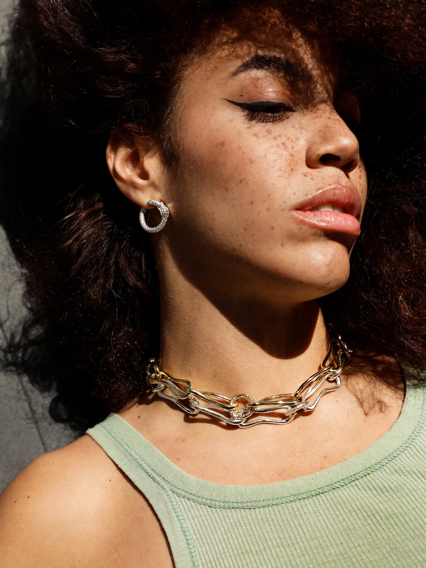 Ouroboros Chunky Choker, gender neutral, Gold and Silver plated