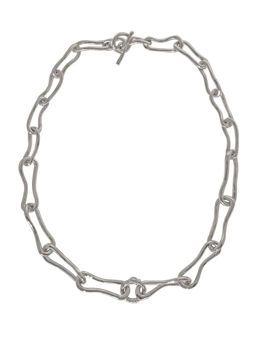 Silver Ouroboros Chunky Necklace by Pola Jewellery – bold, gender-neutral chain symbolizing eternal love, strength, and self-renewal