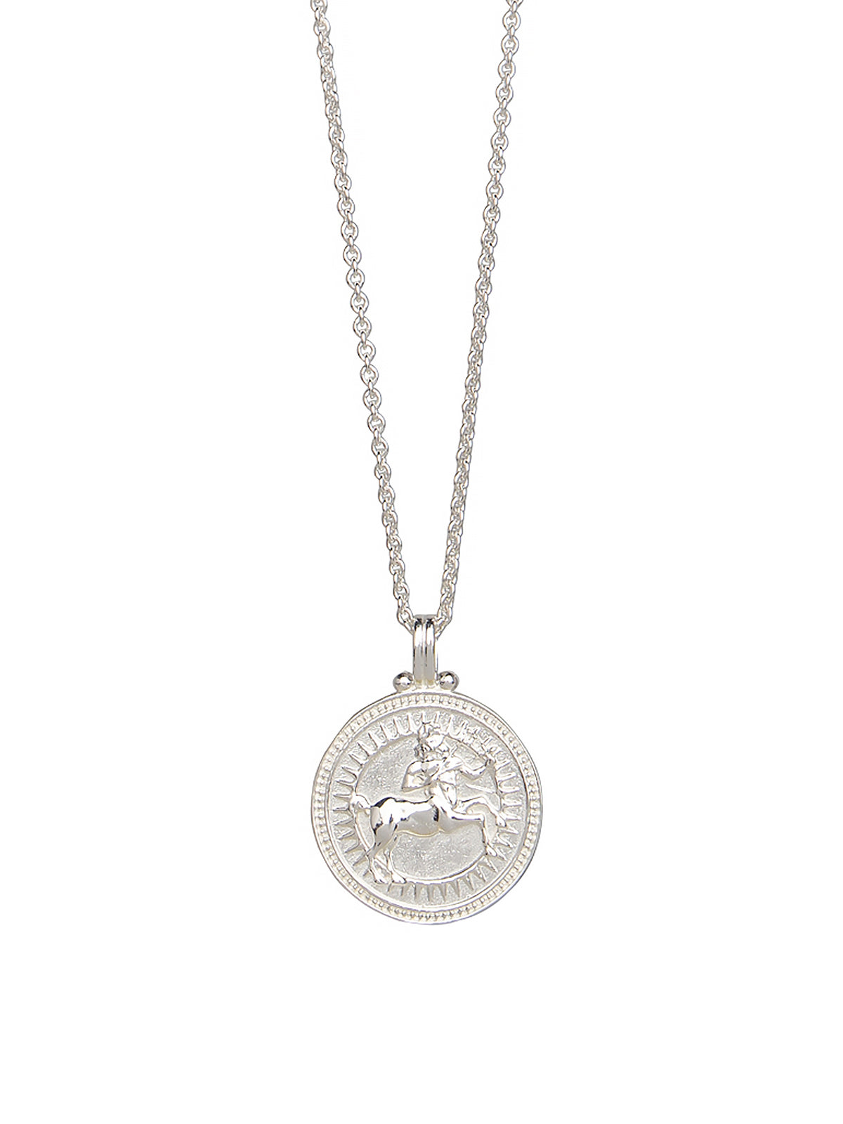 Sagittarius Zodiac Horoscope Necklace. Gender Neutral. Sterling Silver