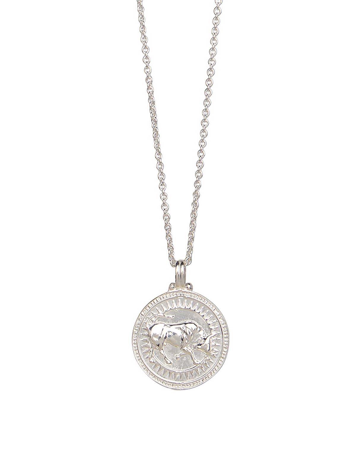 Taurus Zodiac Horoscope Necklace. Gender Neutral. Sterling Silver