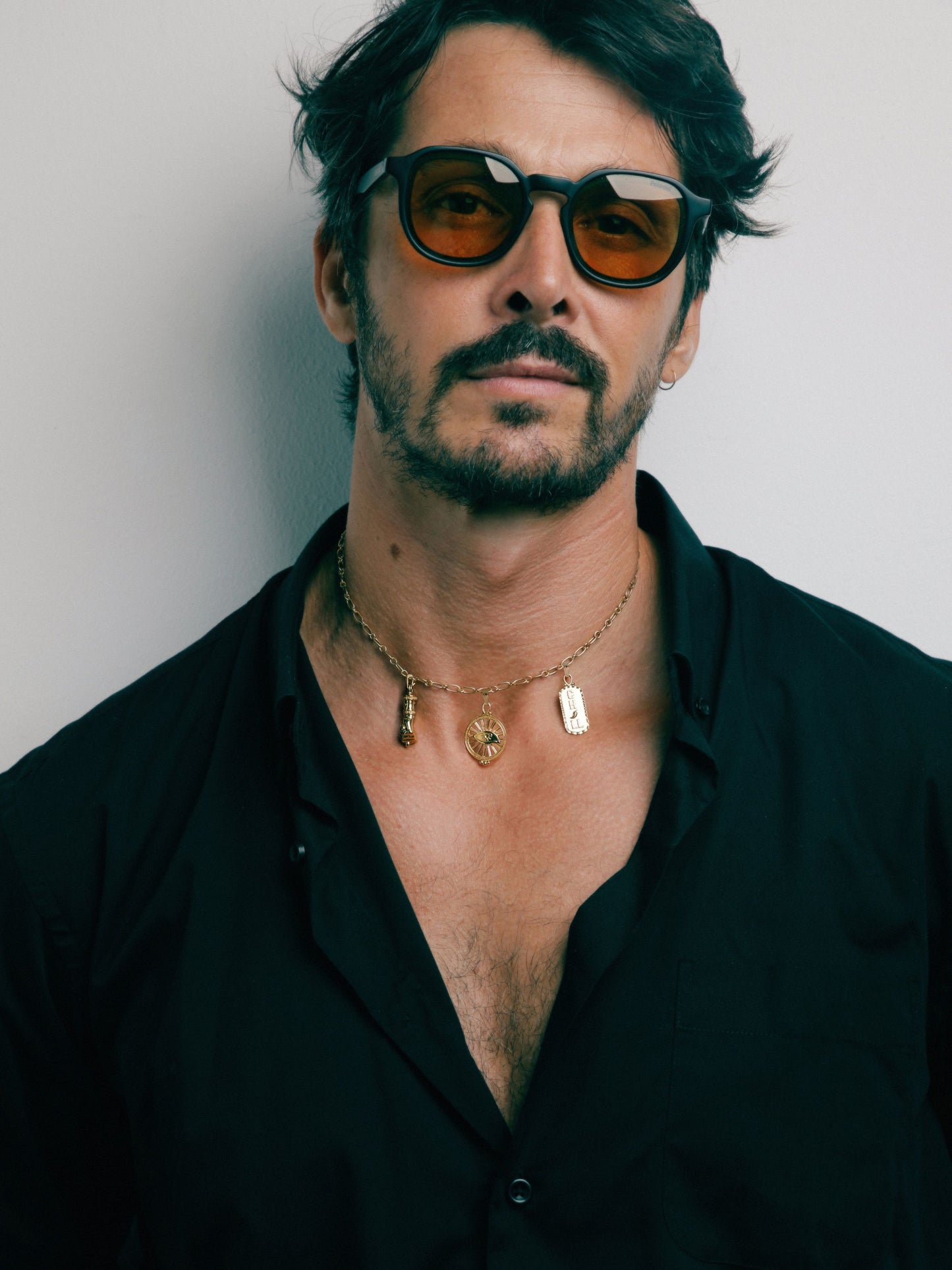 Gold vermeil Talisman Necklace by Pola Jewellery with Mano Figa, Evil Eye & Chill—symbols of protection, power & intention.