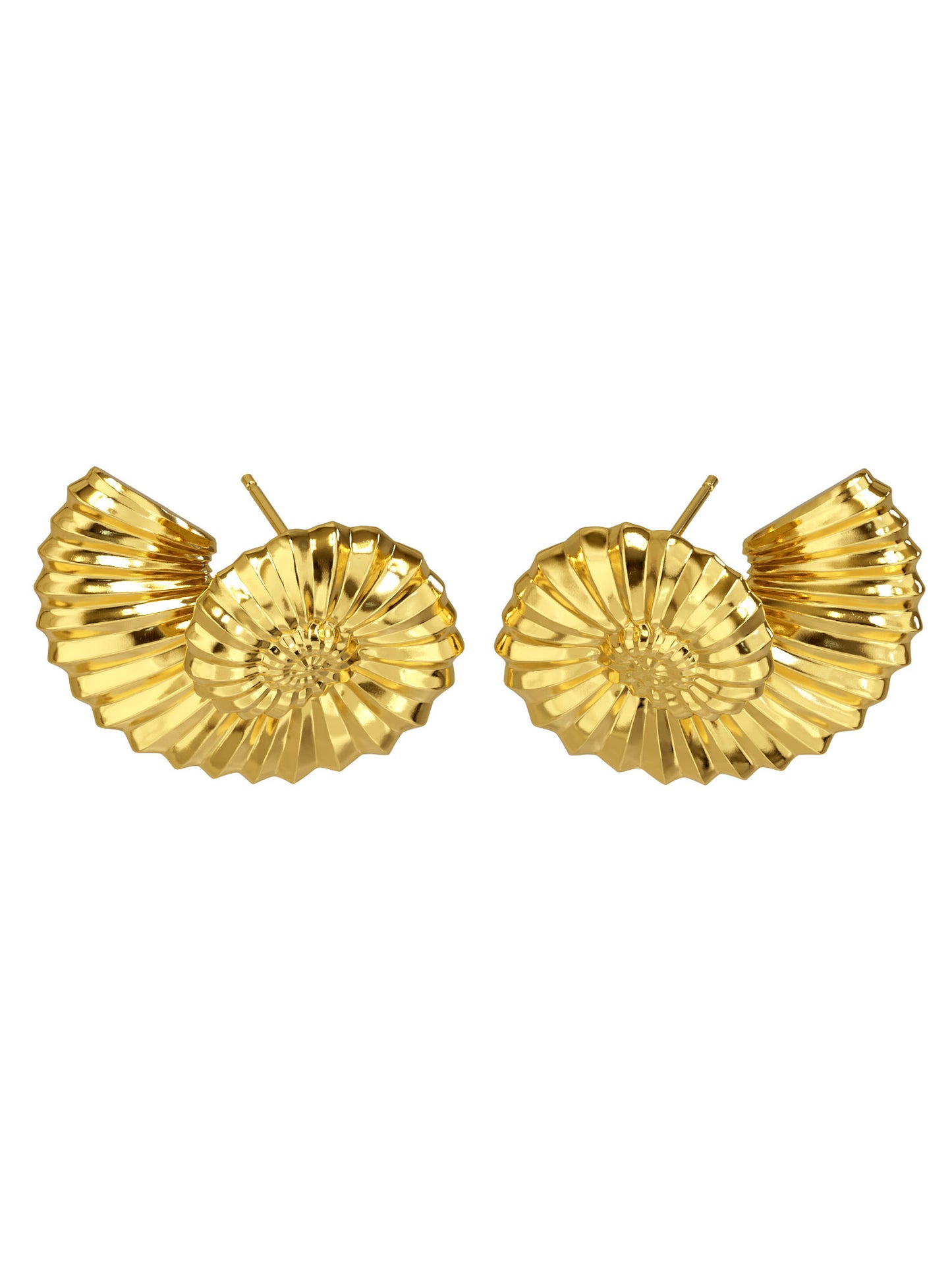AMOR Earrings in gold vermeil by Pola Jewellery—nautilus-inspired shells symbolizing love, balance, and refined strength.