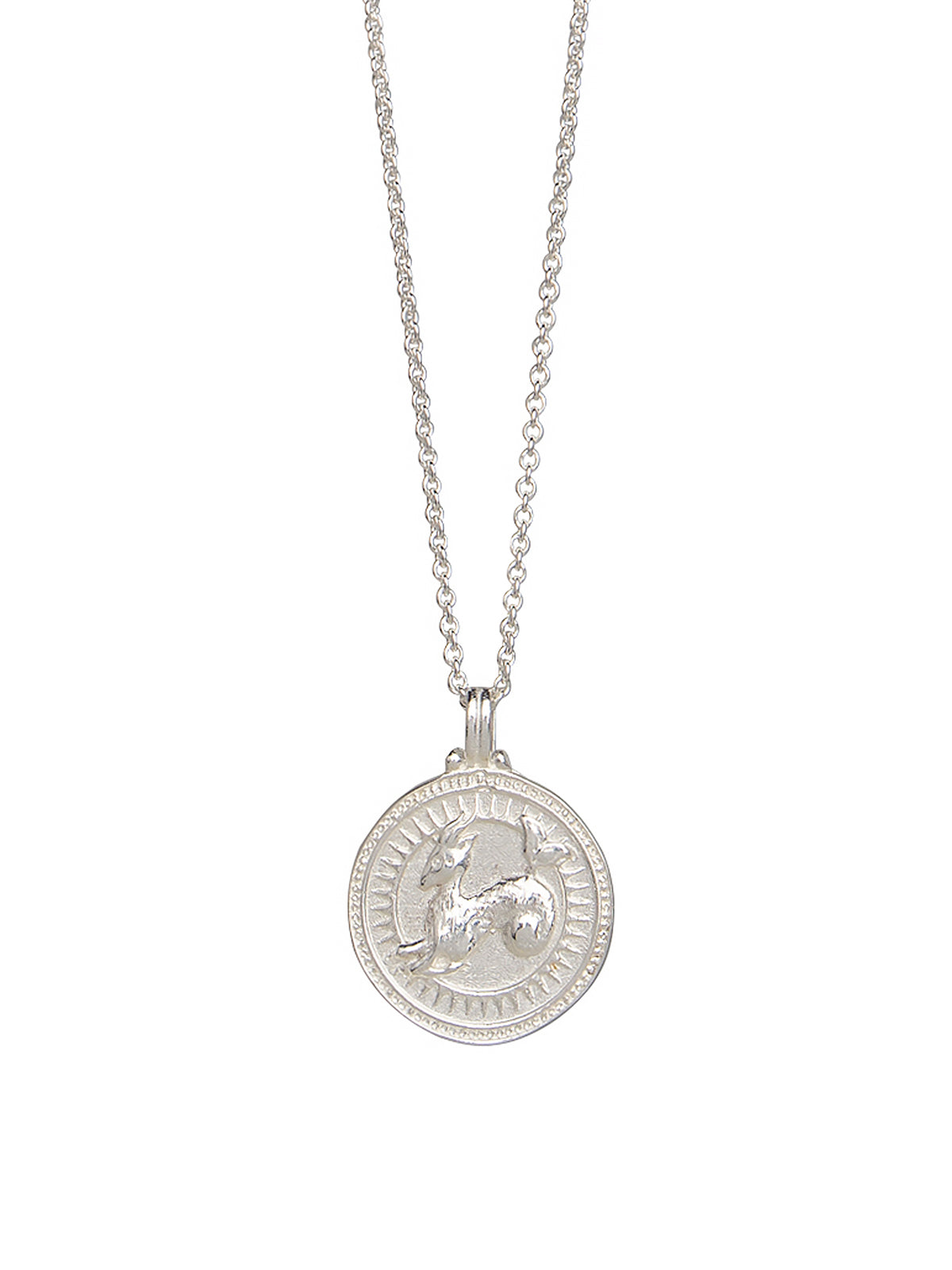 Pola Jewellery’s Capricorn Zodiac Necklace in sterling silver, featuring the goat motif — a timeless talisman of resilience, focus, and grounded power.