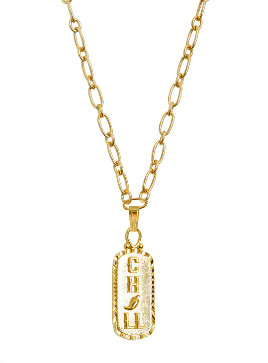 Chill Talisman Necklace in gold vermeil by Pola Jewellery—a symbol of luck & resilience. Gender-neutral, Mallorca.