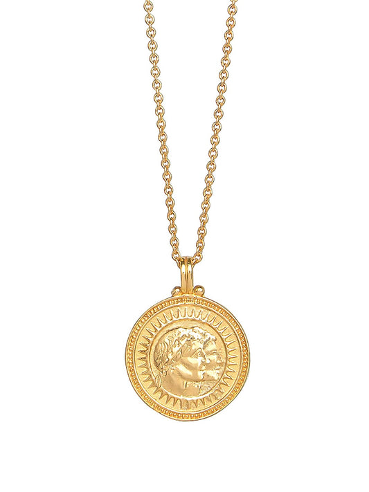Gemini zodiac necklace in 18k gold by Pola Jewellery—handcrafted pendant with Evil Eye for protection, gender-neutral design.