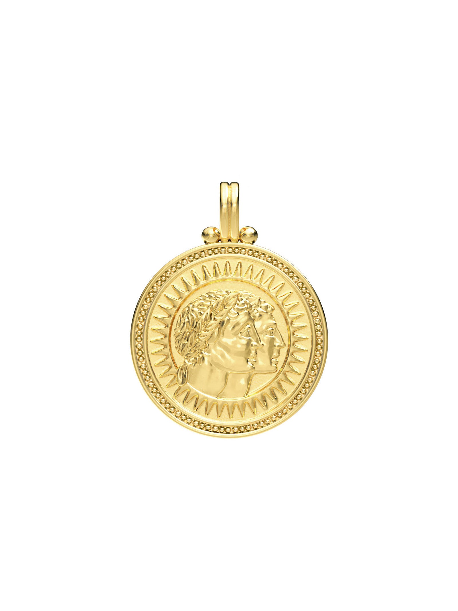 Gemini zodiac necklace in 18k gold by Pola Jewellery—handcrafted pendant with Evil Eye for protection, gender-neutral design.