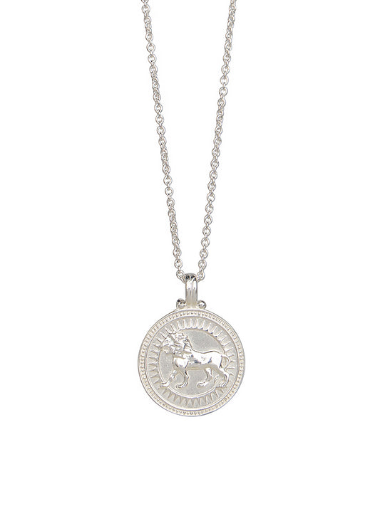Pola Jewellery’s Leo Zodiac Necklace in sterling silver, featuring the lion motif — a powerful talisman of courage, passion, and self-expression.