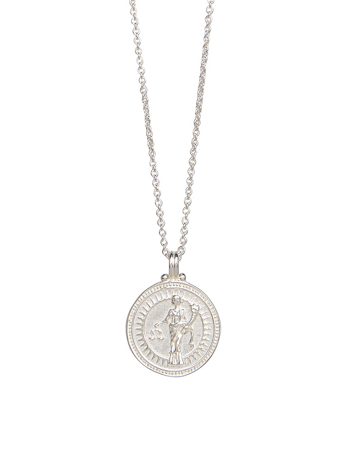 Pola Jewellery’s Libra Zodiac Necklace in sterling silver, featuring the scales motif — a timeless talisman of fairness, love, and inner peace.