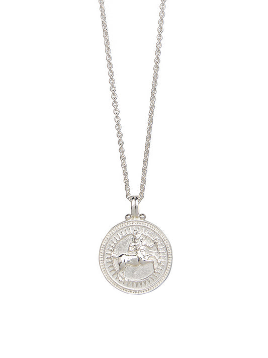 Pola Jewellery’s Sagittarius Zodiac Necklace in sterling silver, featuring the archer motif — a talisman of freedom, optimism, and exploration.