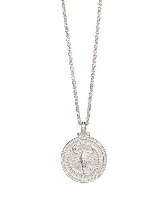 Pola Jewellery’s Scorpio Zodiac Necklace in sterling silver, featuring the scorpion motif — a talisman of mystery, resilience, and emotional power.