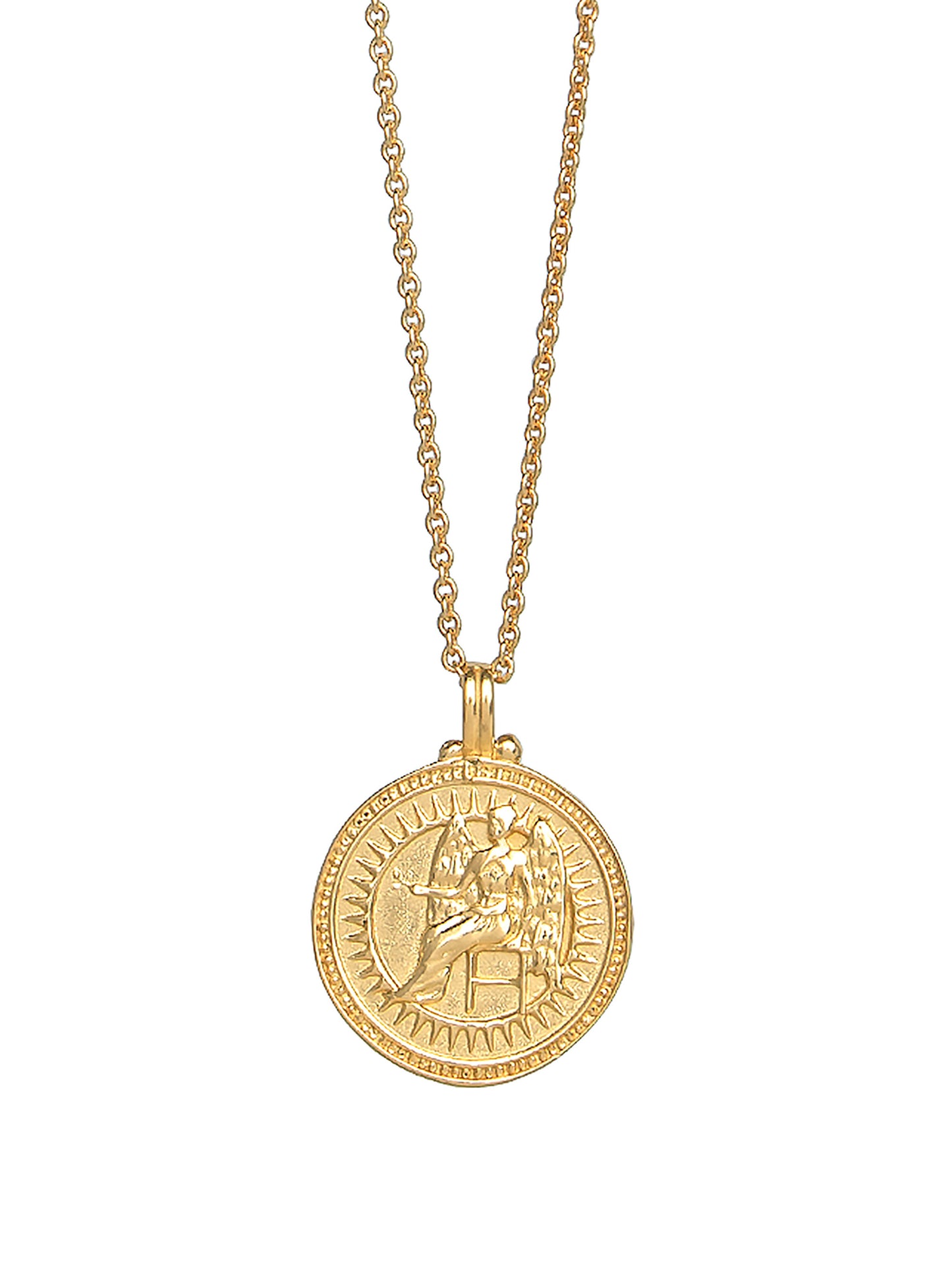 Virgo zodiac necklace by Pola Jewellery – handcrafted in solid 18k gold with Evil Eye detail for protection. Astrology pendant, gender-neutral.