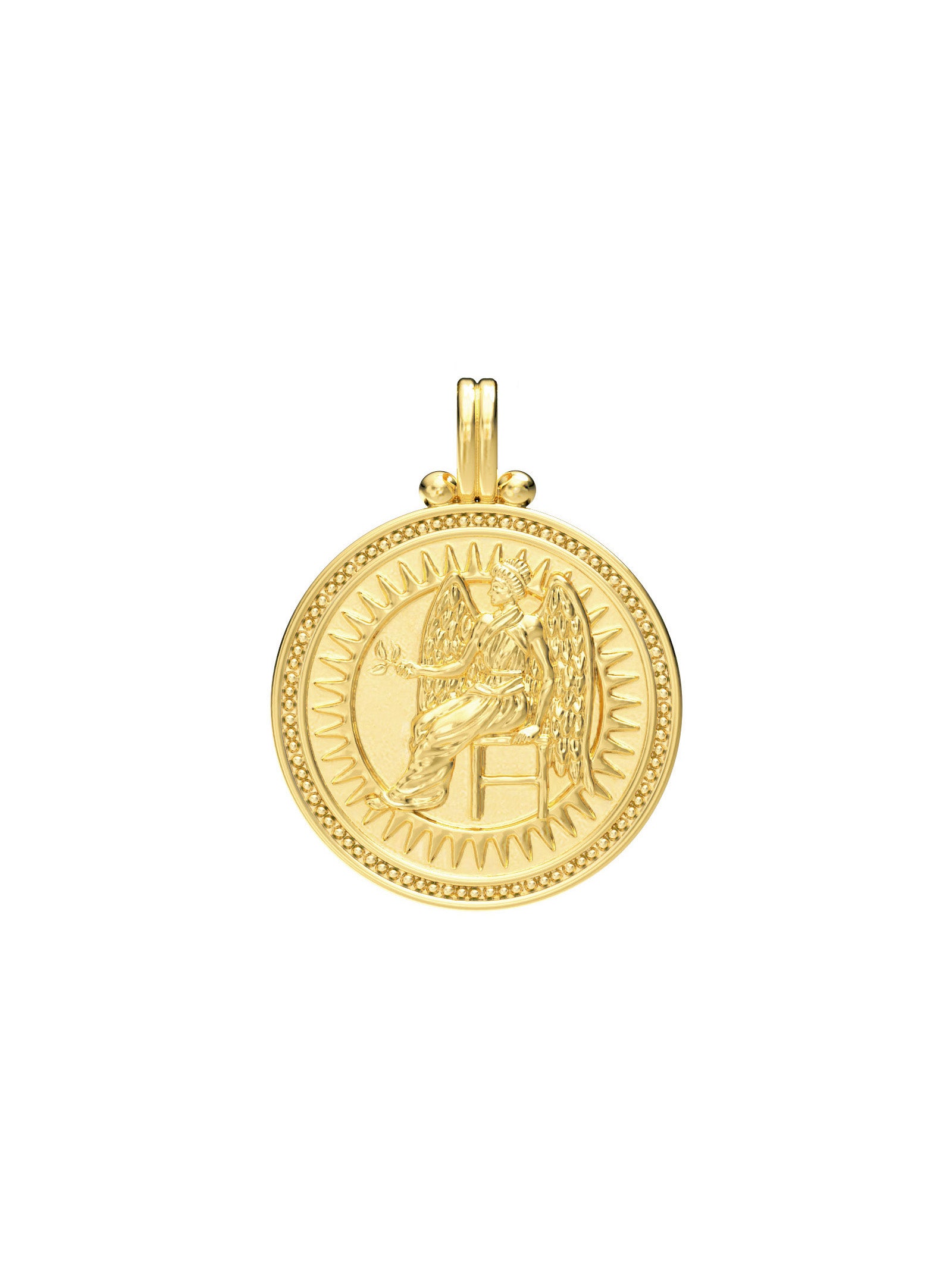 Virgo zodiac necklace by Pola Jewellery – handcrafted in solid 18k gold with Evil Eye detail for protection. Astrology pendant, gender-neutral.