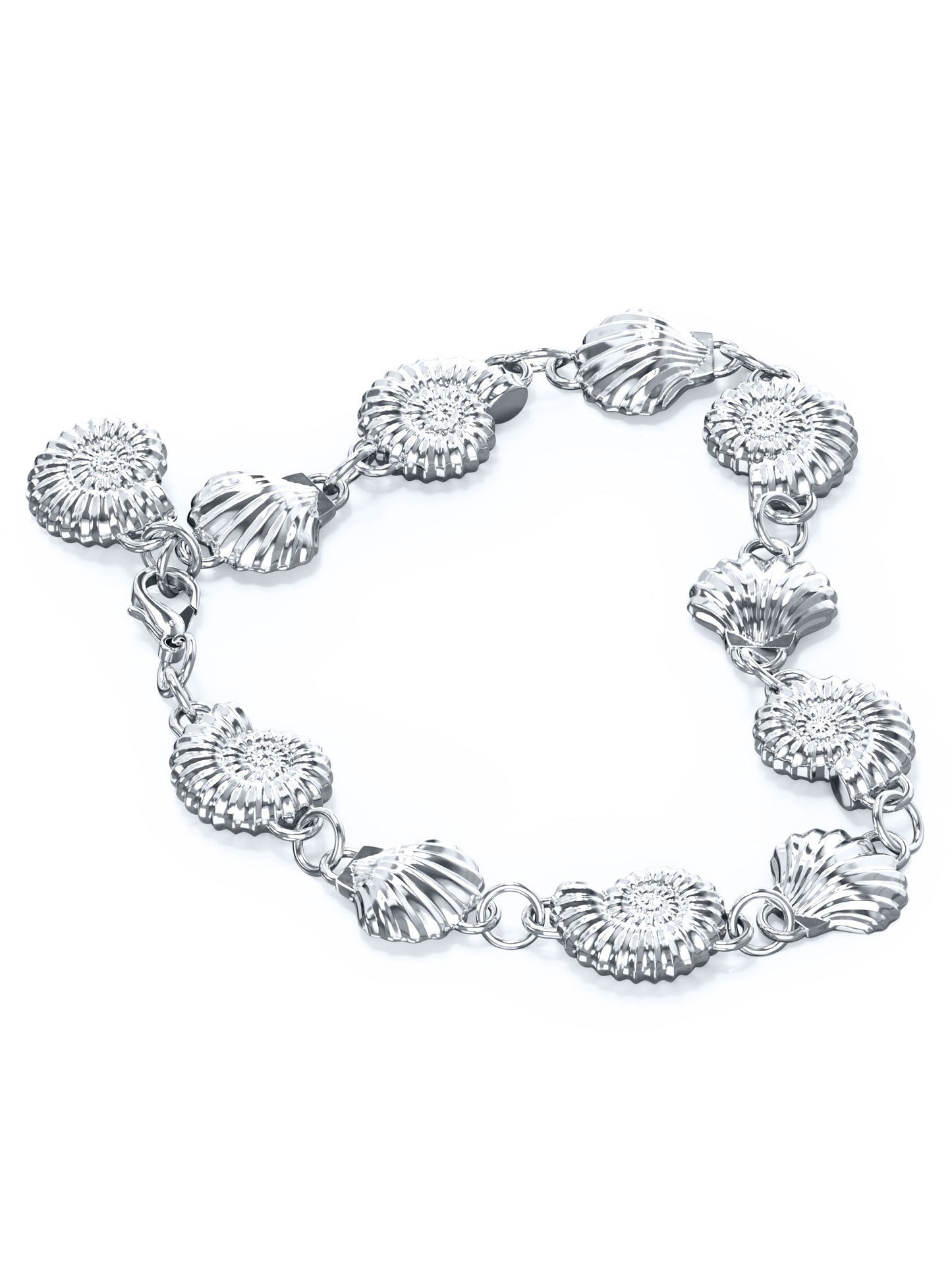 The Power of Love Bracelet in sterling silver by Pola Jewellery—shell and spiral design symbolizing love, protection, and graceful balance.