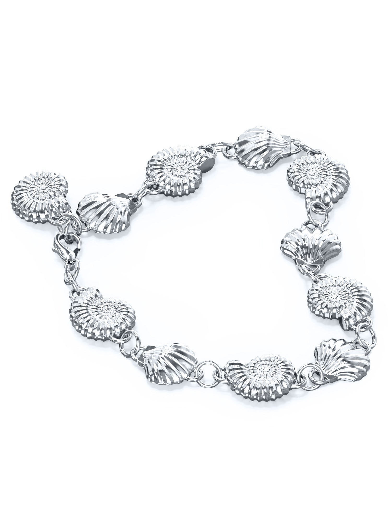 The Power of Love Bracelet in sterling silver by Pola Jewellery—shell and spiral design symbolizing love, protection, and graceful balance.