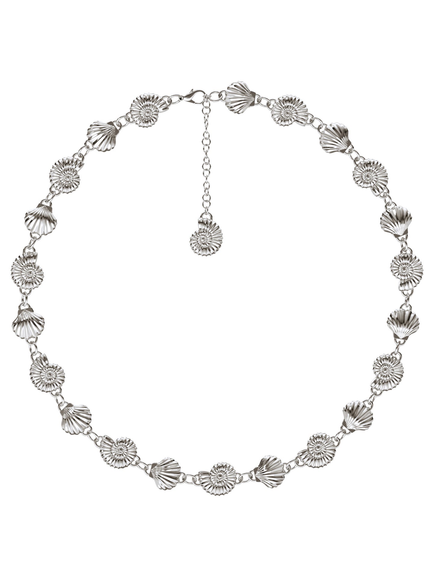 The Power of Love Choker in sterling silver by Pola Jewellery—sculptural shells and spirals symbolizing love, balance, and femininity.