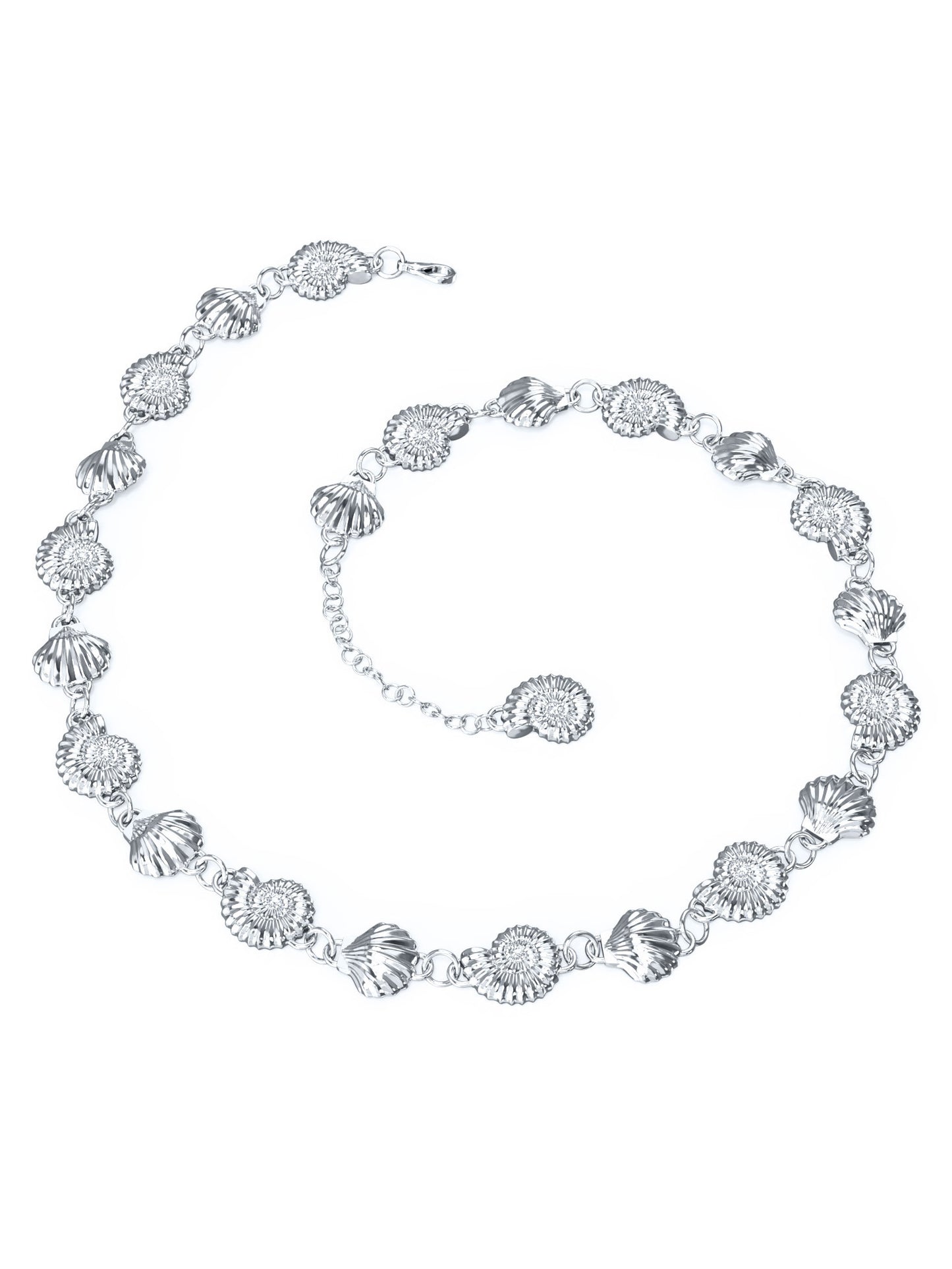 The Power of Love Choker in sterling silver by Pola Jewellery—sculptural shells and spirals symbolizing love, balance, and femininity.