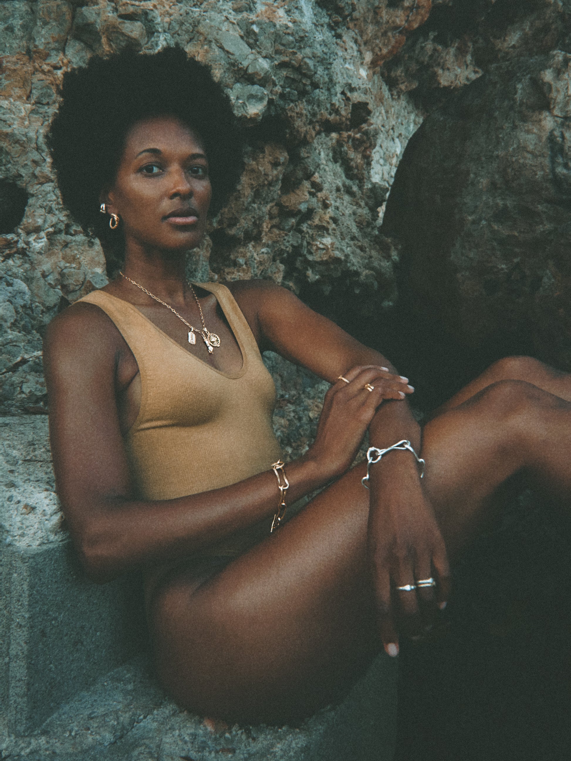 Gold vermeil Talisman Necklace by Pola Jewellery with Mano Figa, Evil Eye & Chill—symbols of protection, power & intention.