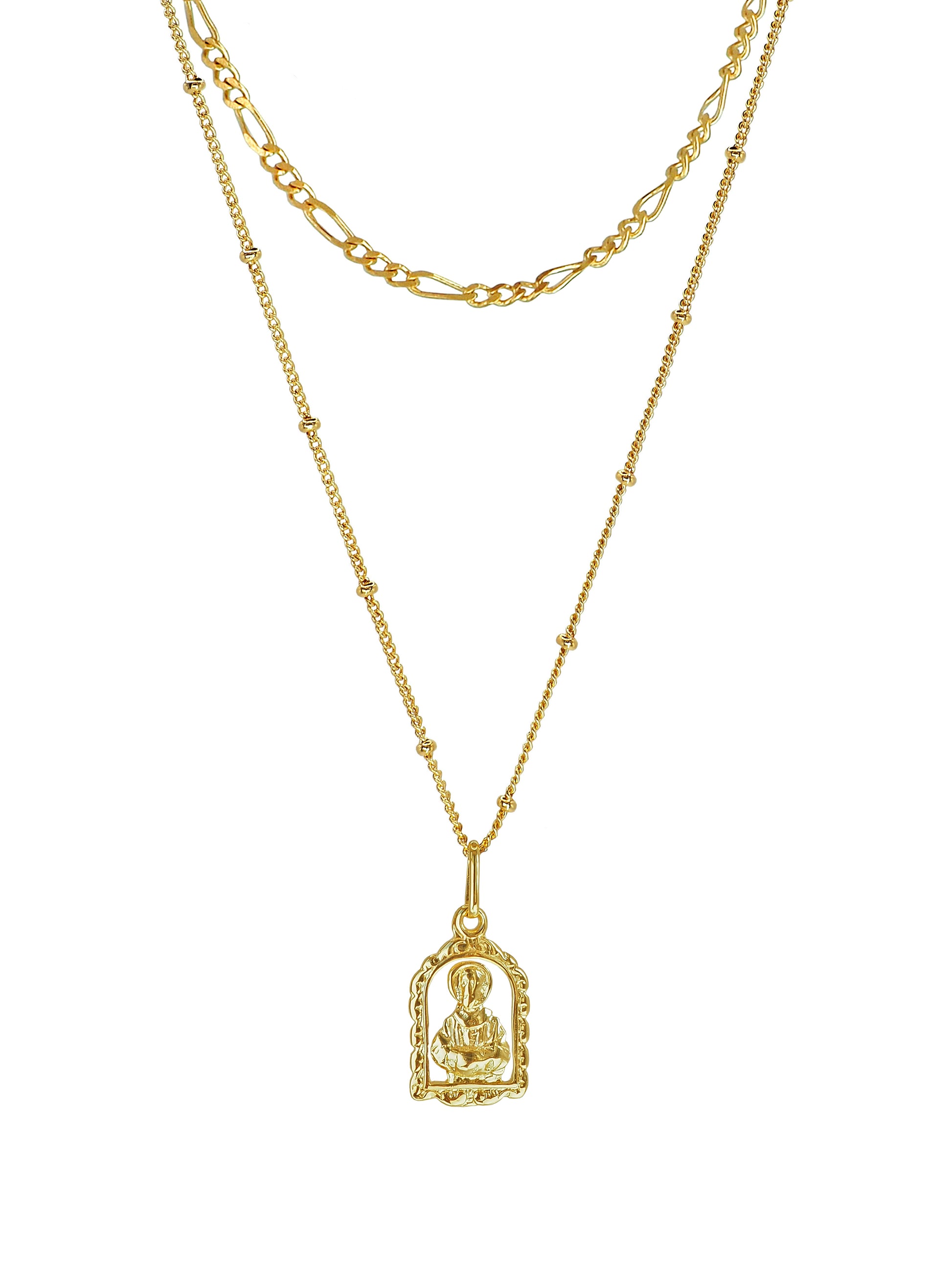 Two-layer St. Peter necklace with antique maritime medal on gold-plated chains by Pola Jewellery.