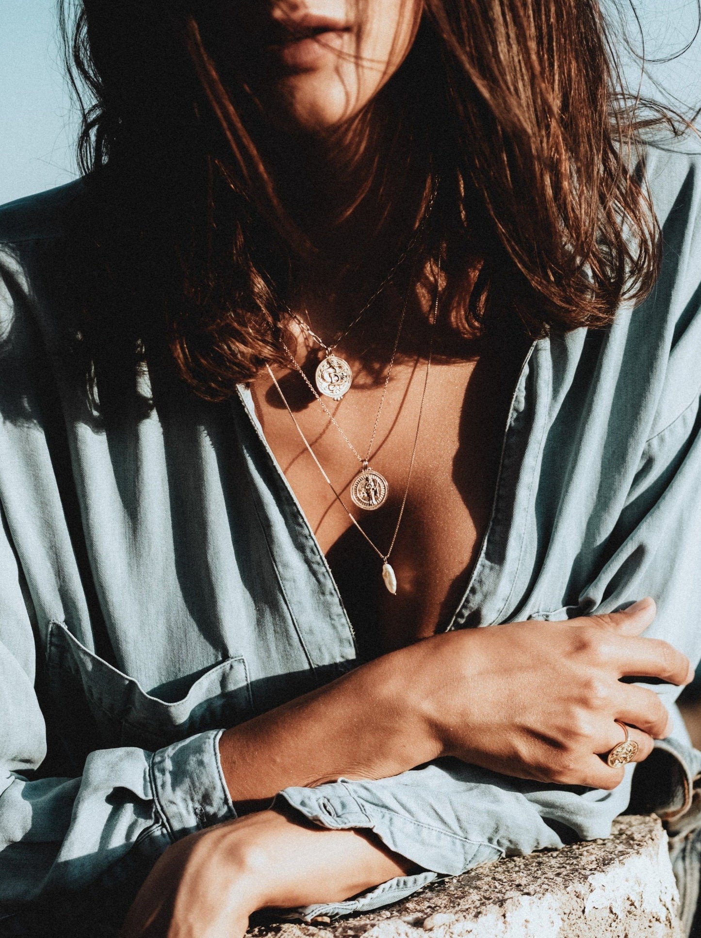 AB Positive Blood Type Necklace. Gold Plated Sterling Silver. Gender Neutral