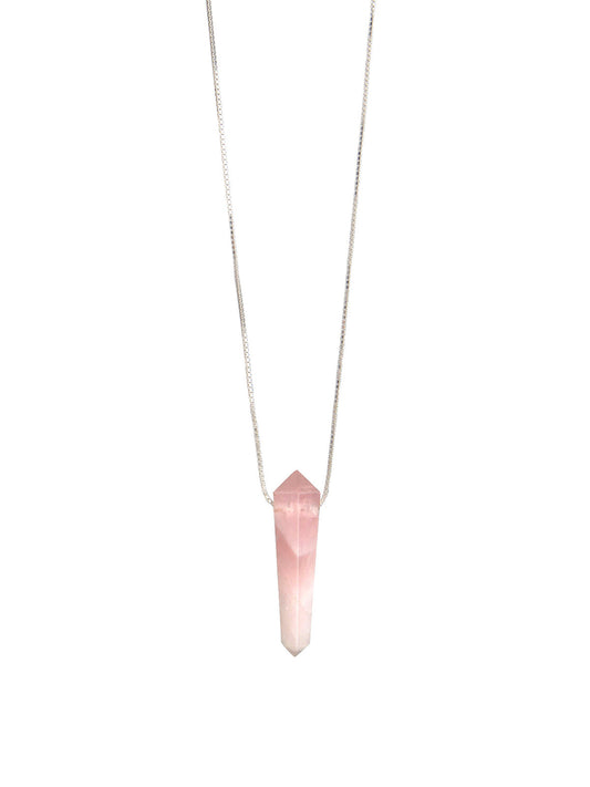 Rose Quartz Necklace Gender Neutral. Sterling Silver
