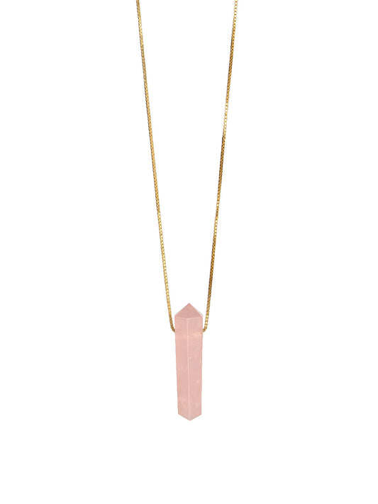 Rose Quartz Necklace Gender Neutral. Vermeil