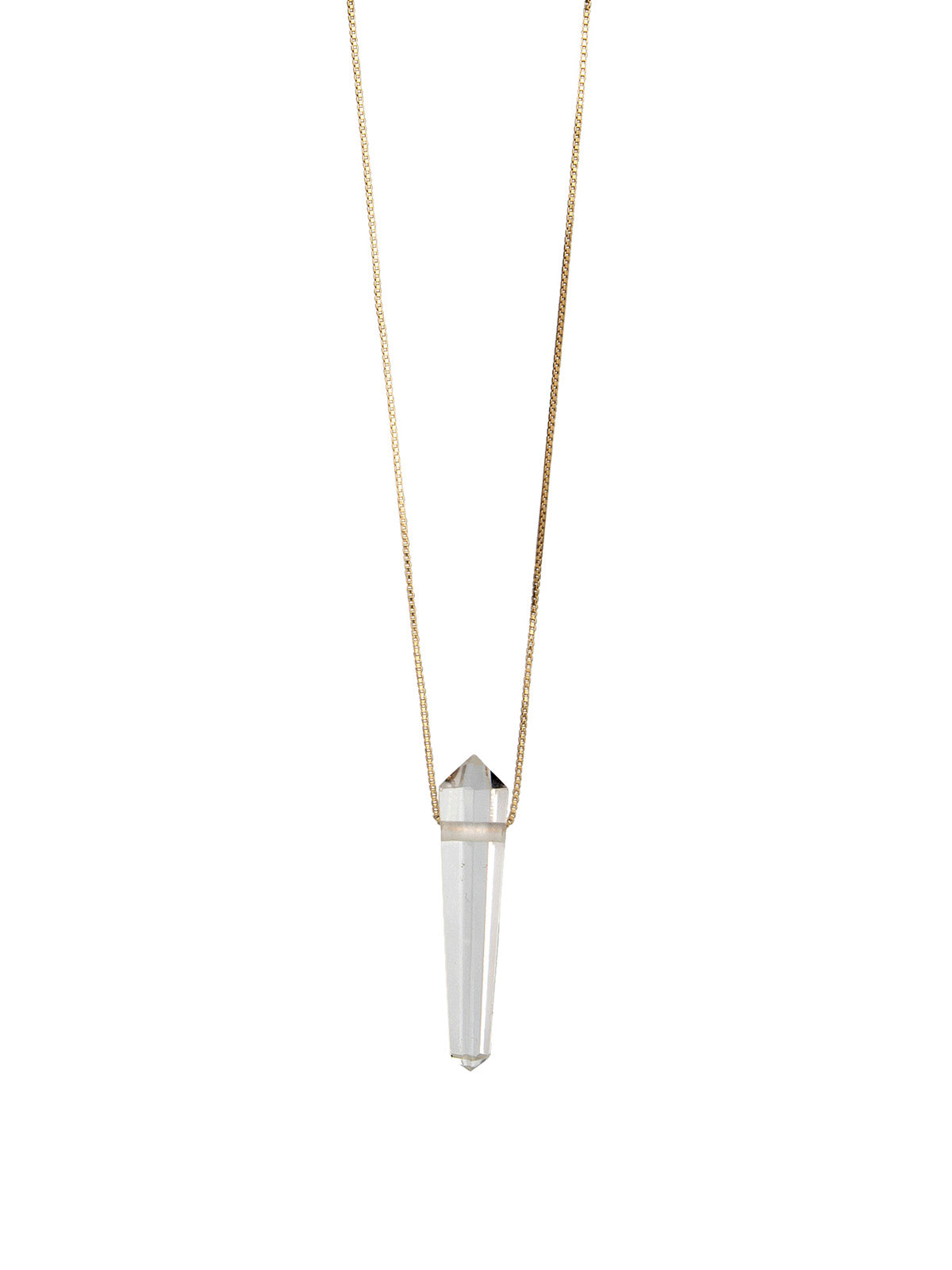 Clear Quartz Necklace Gender Neutral Gold Vermeil