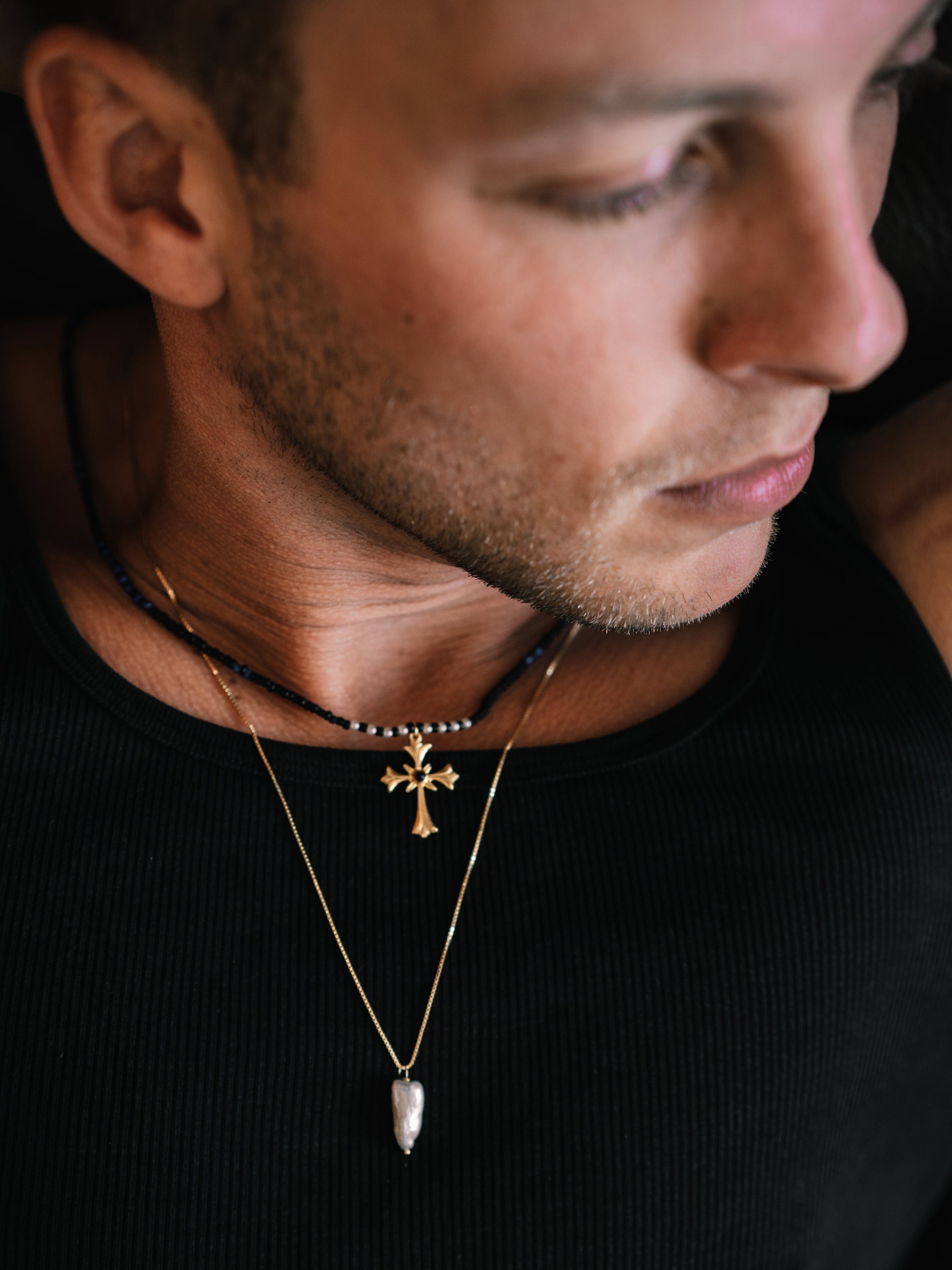 Baroque Freshwater Pearl Drop Necklace Gender Neutral by Pola Jewellery