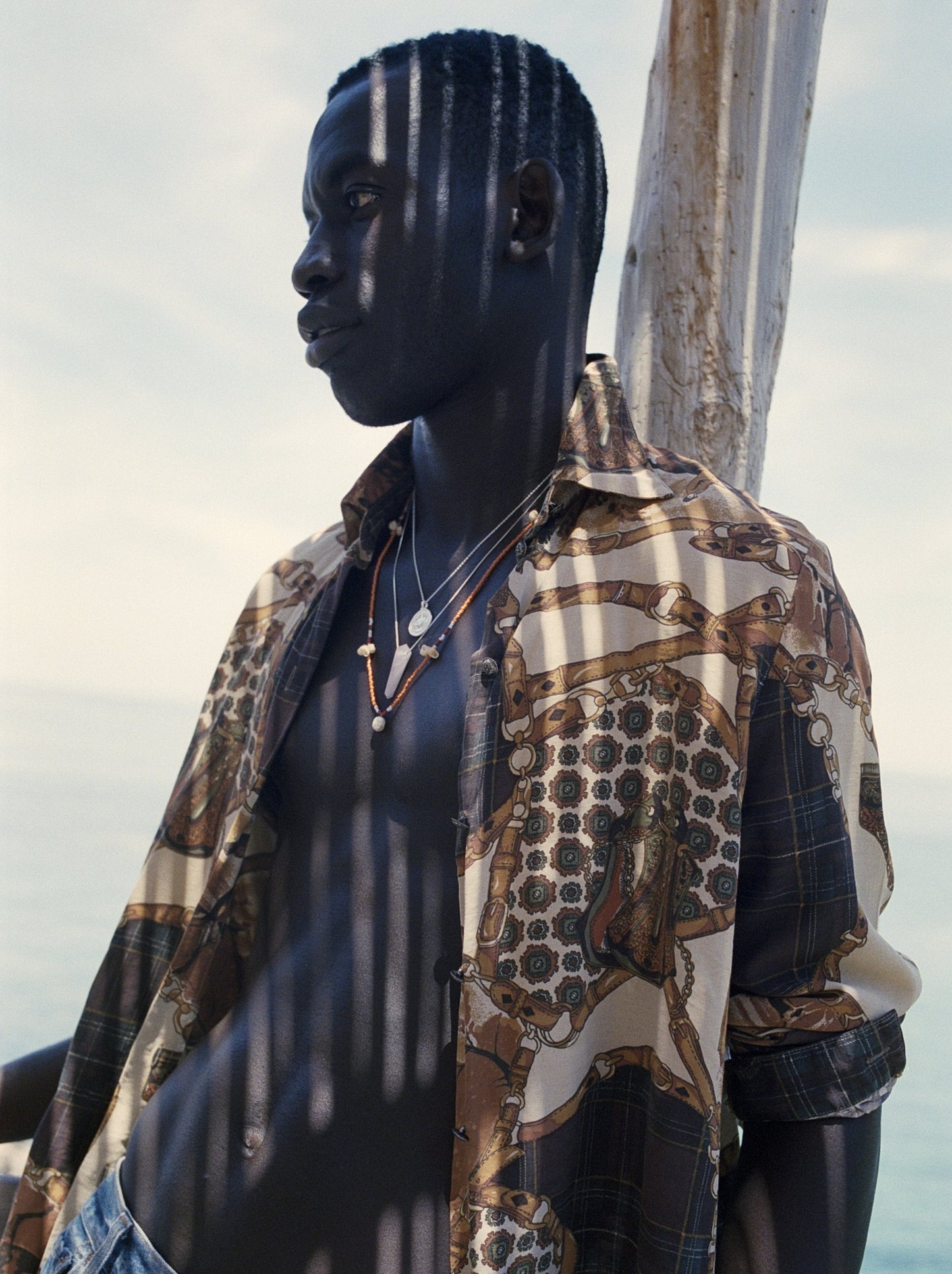 Beaded Necklace Orange, Sea Shells, Pearl, Gender Neutral by Pola Jewellery