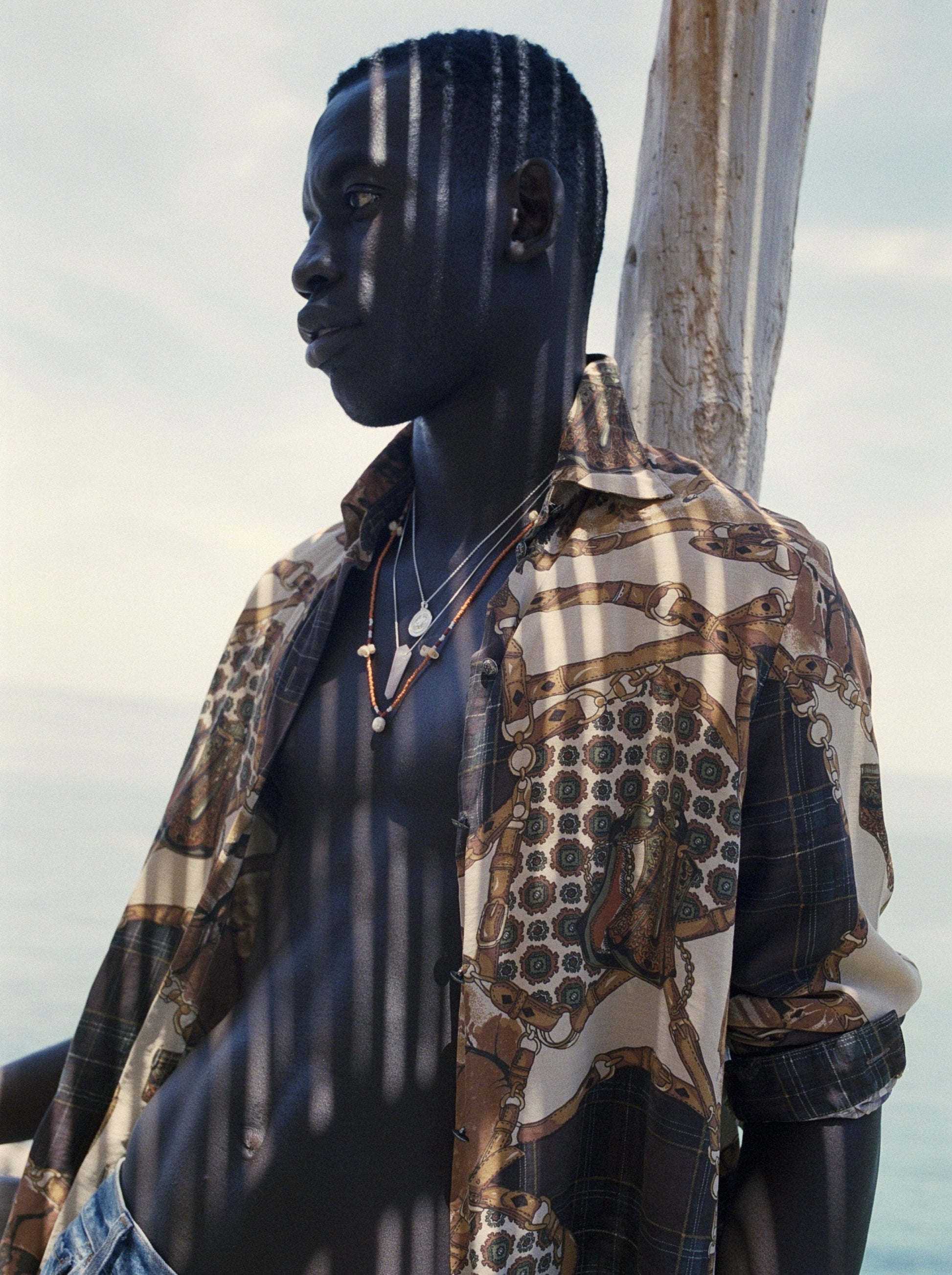 Beaded Necklace Orange, Sea Shells, Pearl, Gender Neutral by Pola Jewellery