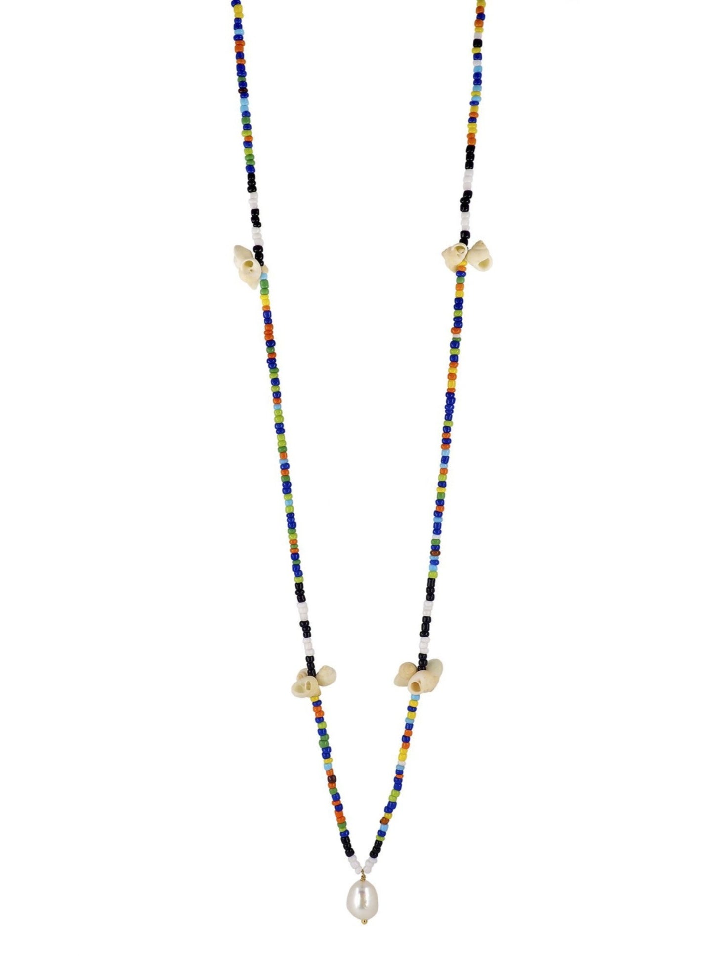 Beads Necklace, sea shells, Baroque Pearl by Pola Jewellery