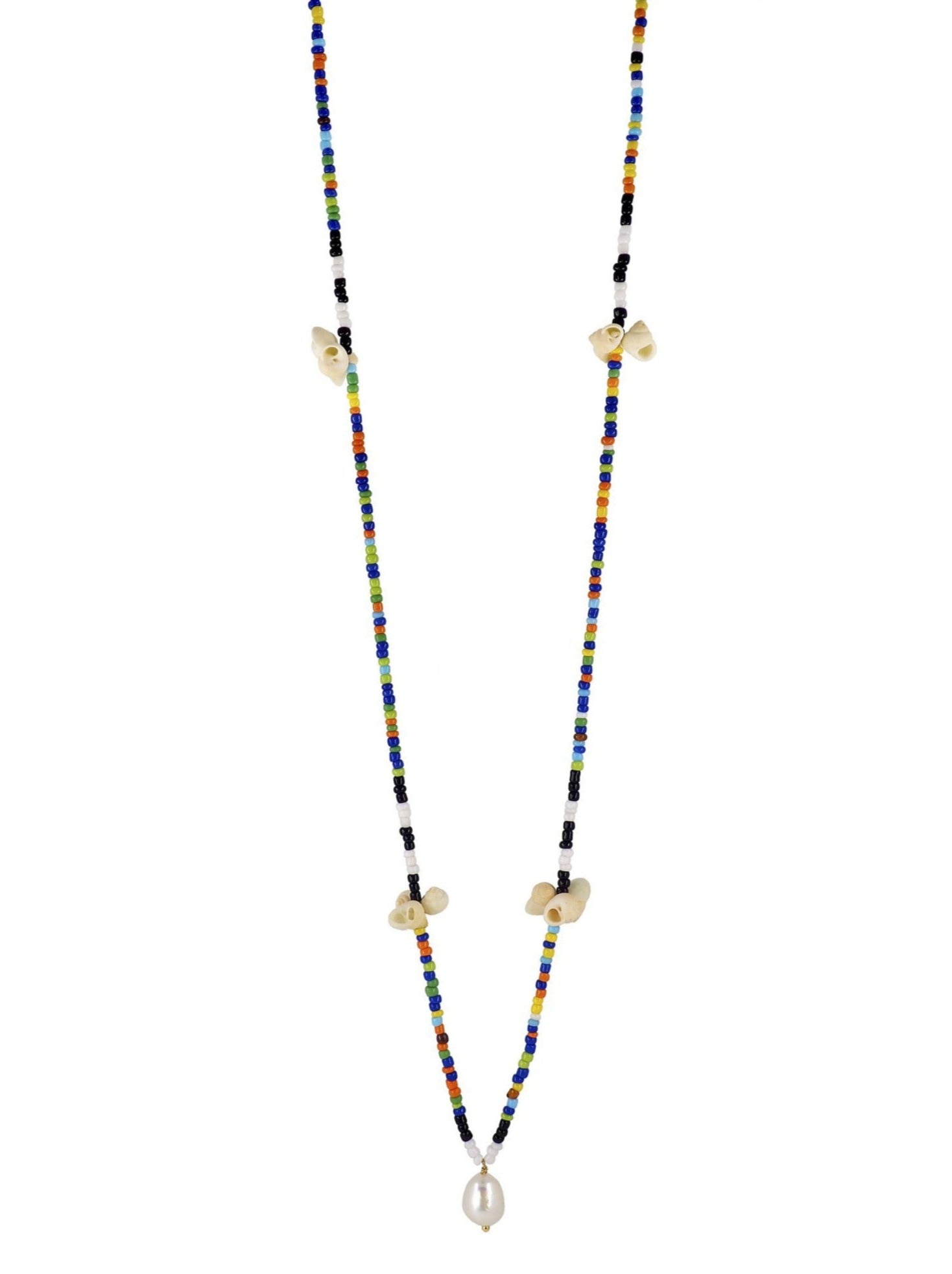 Beads Necklace, sea shells, Baroque Pearl by Pola Jewellery