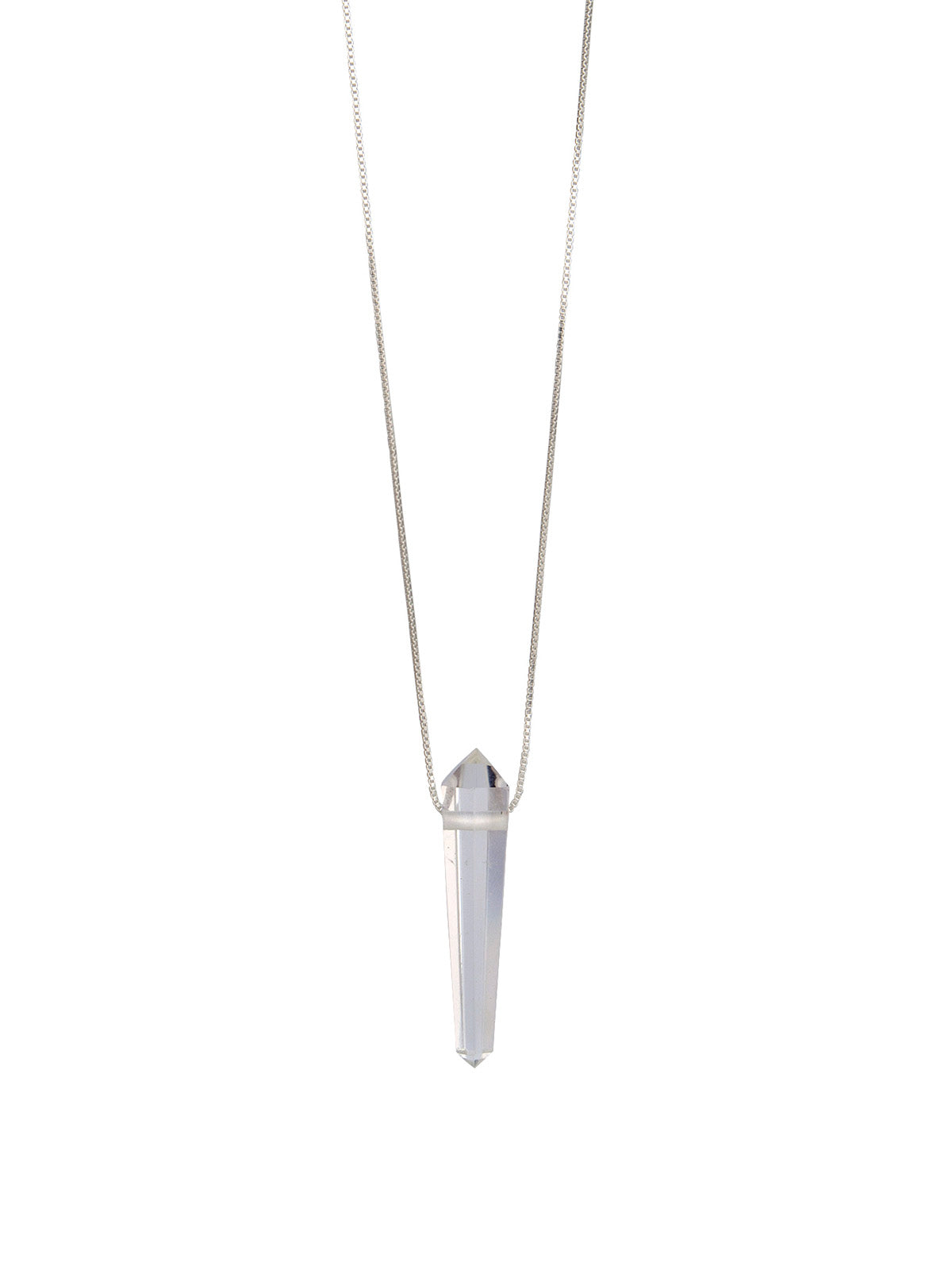 Clear Quartz Silver Necklace Gender Neutral Sterling Silver by Pola Jewellery