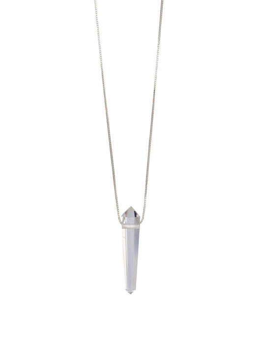 Clear Quartz Silver Necklace Gender Neutral Sterling Silver by Pola Jewellery
