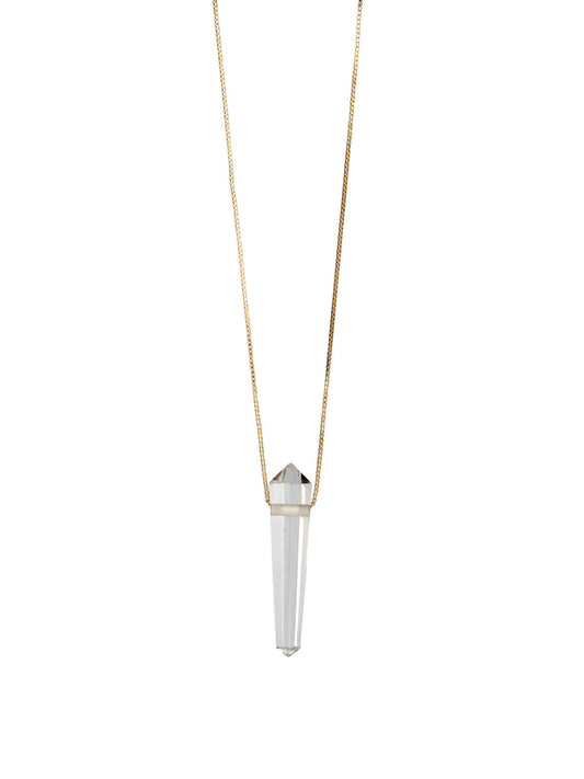 Clear Quartz Necklace Gender Neutral Gold Vermeil by Pola Jewellery