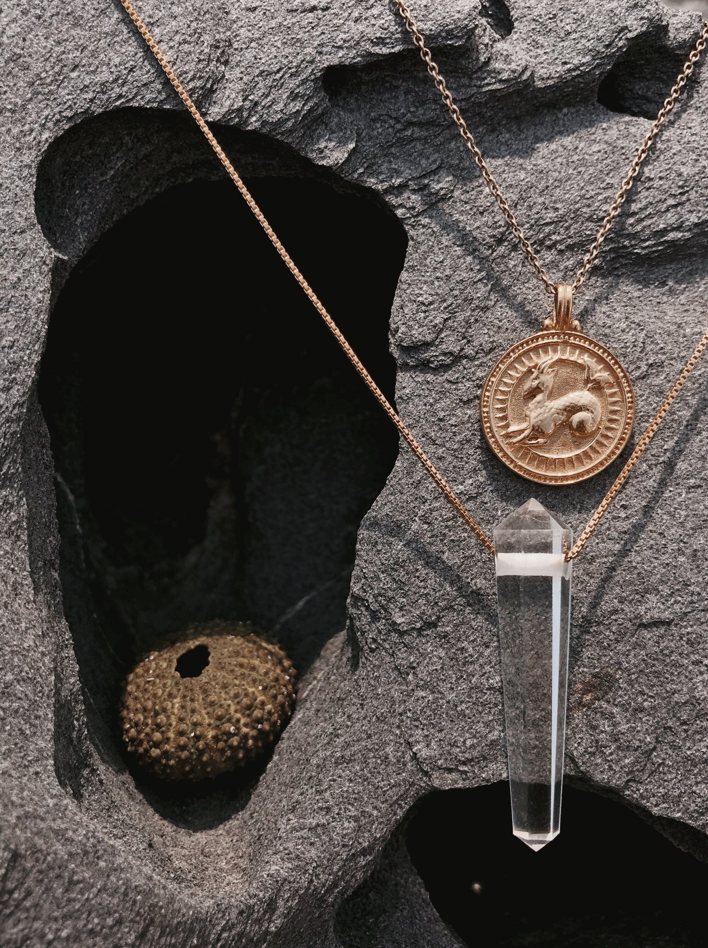 Clear Quartz Gold Necklace Gender Neutral by Pola Jewellery