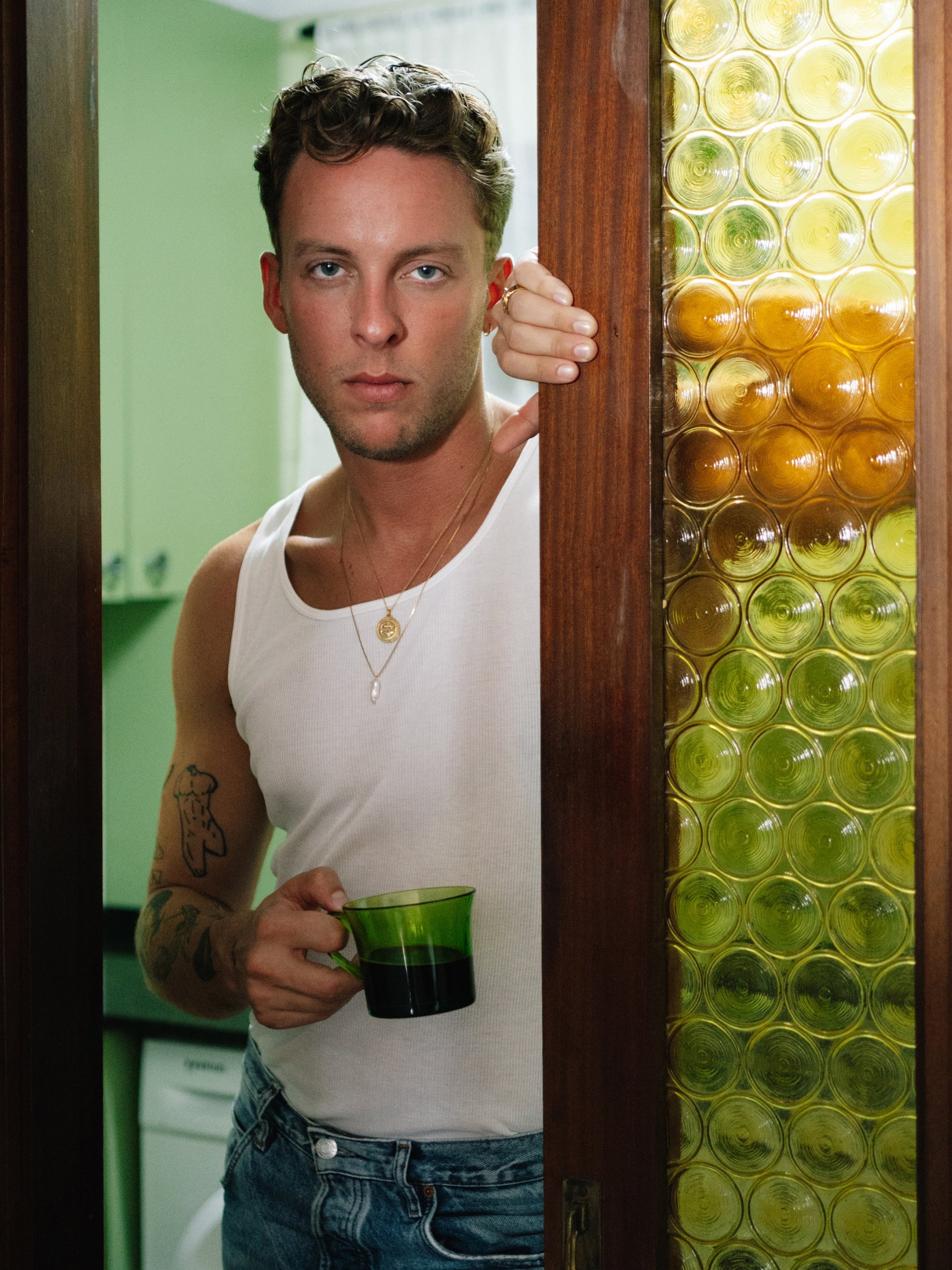 Model wearing Pola Jewellery’s Pisces Zodiac Necklace in gold vermeil — an ethereal piece symbolizing sensitivity, intuition, and inner peace.