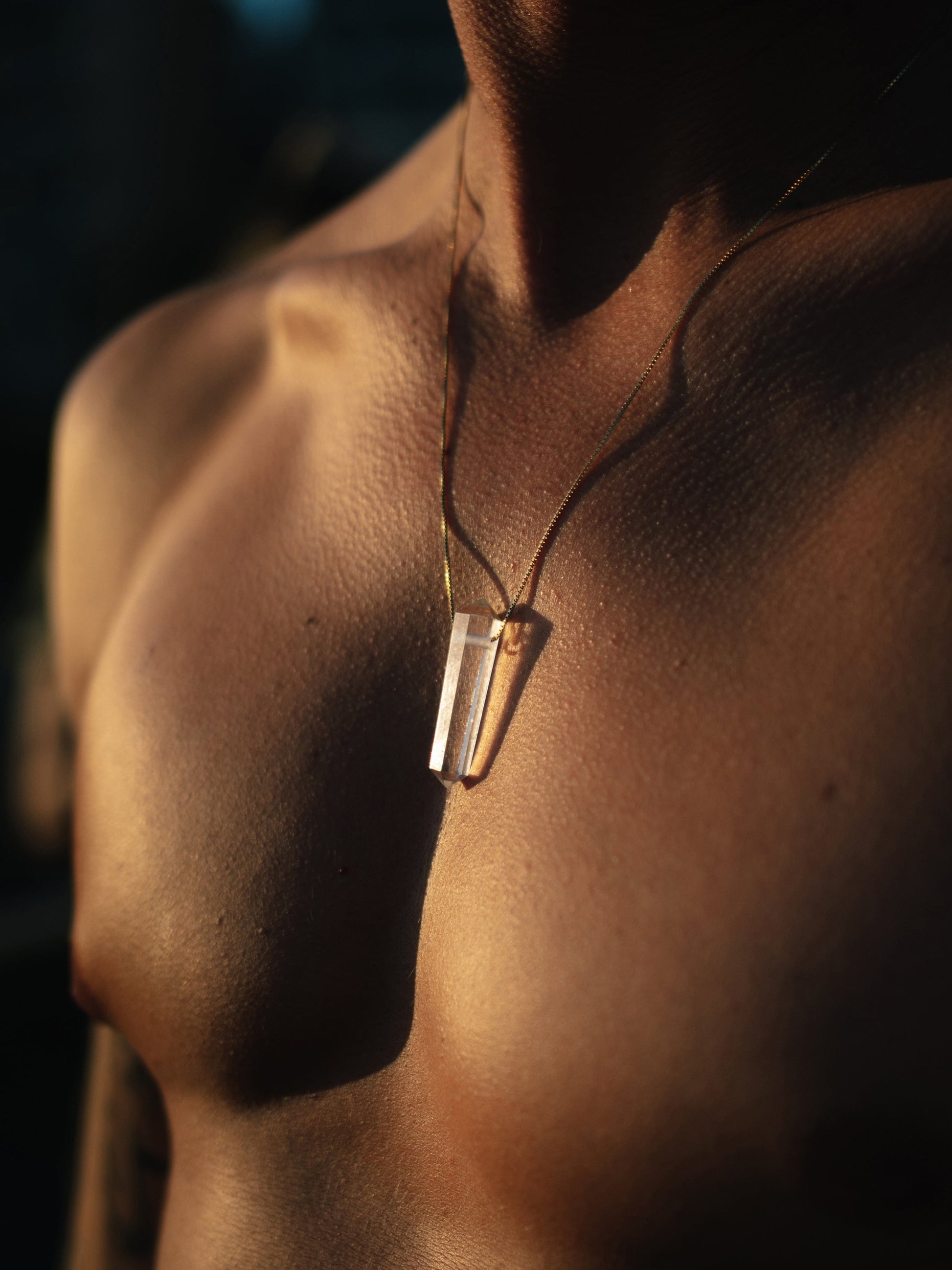 Clear Quartz Necklace Gender Neutral Gold Vermeil by Pola Jewellery